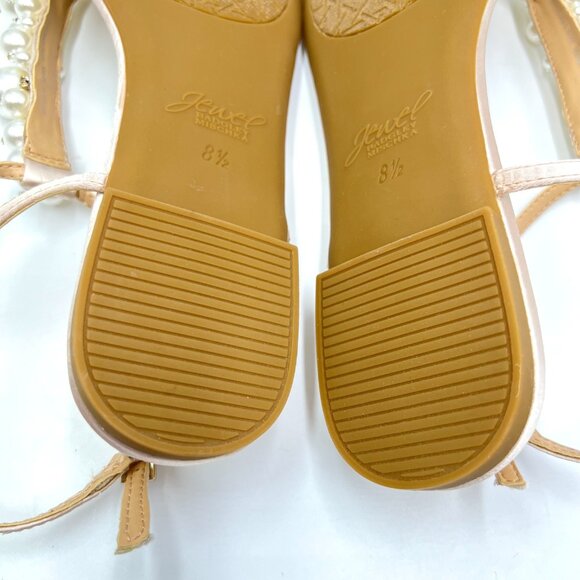 Jewel Badgley Mischka Womens Size 8.5 Larissa Champagne Satin Flats‎ Dress Shoes - Picture 11 of 13